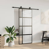 Sliding Door with Hardware Set Black 90x205 cm Tempered Glass 3375839