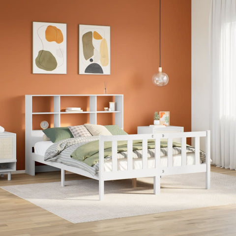 ZNTS Bookcase Bed without Mattress White 140x200 cm Solid Wood Pine 3321705