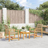 3 Piece Bistro Set Beige Poly Rattan and Acacia Wood 367603