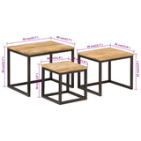 Nesting Coffee Tables 3 pcs Solid Wood Mango and Iron 358569