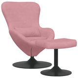 Egg Chair with Footstool Pink 63 x 73 x 90 cm Velvet 42002748