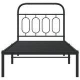 Metal Bed Frame without Mattress with Headboard Black 80x200cm 377108