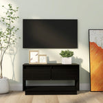 ZNTS TV Cabinet Black 74x34x40 cm Solid Wood Pine 813843