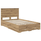 Bed Frame with Drawer Artisan Oak 120 x 200 cm Engineered Wood 3411331
