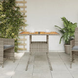 Garden Table with Acacia Wood Top Grey 80x80x75 cm Poly Rattan 365520