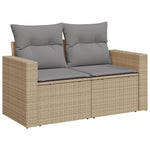 ZNTS 10 Piece Garden Sofa Set with Cushions Beige Poly Rattan 3228899