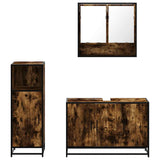 3 Piece Bathroom Furniture Set Smoked Oak Engineered Wood 3300982