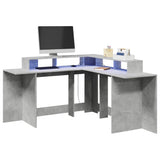 Desk with LED Lights Concrete Grey 152x152x91 cm Engineered Wood 3309459
