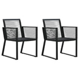 Dining Set Black PVC rattan, powder-coated steel, glass 3-piece set 3060213