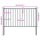 Fence Panel with Posts Powder-coated Steel 1.81x0.75 m Anthracite 145212