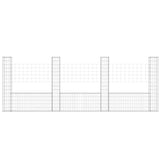U-shape Gabion Basket with 4 Posts Iron 380x20x150 cm 151284