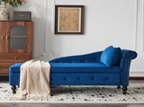 Velvet Chaise Lounge Sofa with Storage, Upholstered Chaise lounge Couch with Pillow for Living Room, N652P201198B