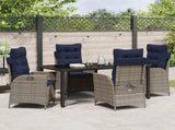 Garden Dining Set with Cushion 5 pcs Grey and Black Rattan 3380578