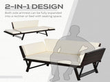 2-Seater 2-in-1 Rattan Convertible Sofa Daybed Brown T3398P320157