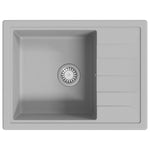 ZNTS Kitchen Sink with Overflow Hole Oval Grey Granite 147102