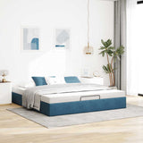 Ottoman Bed Frame No Mattress Dark Blue 200x200 cm Velvet 3310989