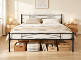 HOMCOM 5ft King Bed Frame with Headboard and Footboard, Metal Platform Bed Frame with 32 cm Underbed T3398P549110