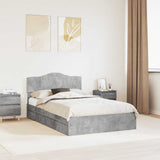 Storage Bed Concrete Grey 135 x 190 cm Engineered Wood 3413106