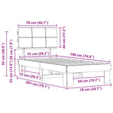 Bed Frame with Upholstered Headboard Natural and Dark grey 877460