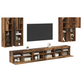TV Wall Cabinet Set Wall-mounted 7 pcs Old Wood Engineered Wood 3402797