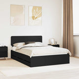 Bed Frame with Drawer Black 140 x 190 cm Engineered Wood 3412186