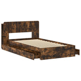 Bed Frame with Storage Smoked Oak 90 x 190 cm Engineered Wood 3433542
