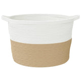 Laundry Basket Beige and White 60x36 cm Cotton 358475