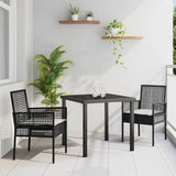 Garden Dining Set with Cushion 3 pcs Black Poly Rattan 3379863