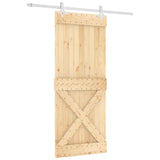 Sliding Door Natural and White 85 x 210 cm Solid Pine Wood 3445093