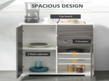 High Gloss Frame Sideboard, Side Cabinet, Push-Open Design with 2 Drawer for Living Room, Bedroom, T3398P328286