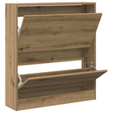 Shoe Cabinet Smoked Oak 80 x 21 x 87.5 cm Engineered Wood 862215
