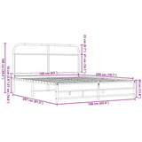 Metal Bed Frame without Mattress Brown Oak 160x200 cm 3318703