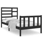 ZNTS Bed Frame Black Solid Wood 75x190 cm Small Single 3105889