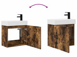 Bathroom Vanity Unit with Tap Smoked Oak 45.5 x 22.5 x 84 cm 889437