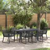 Garden Dining Set 7 pcs Black Poly Rattan 3378820