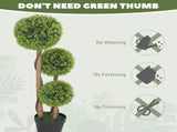 Decorative Artificial Trees Boxwood Ball Topiary Trees Set of 2 in Pot, Fake Plants for Home Indoor T3398P423072