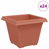 Square Flower Pot 24 pcs Brick Red 38 x 38 x 30 cm Plastic 42020346