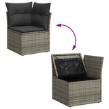7 Piece Garden Sofa Set with Cushions Grey Poly Rattan Acacia 3327623
