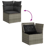 8 Piece Garden Sofa Set with Cushions Grey Poly Rattan Acacia 3327742