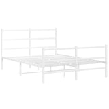 Metal Bed Frame without Mattress with Footboard White 140x200cm 355433