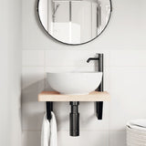 Basin Shelf Wall Mounted Steel and Solid Wood Beech 3302327