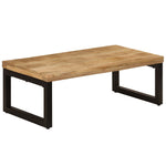 ZNTS Coffee Table 100x50x35 cm Solid Mango Wood and Steel 247337