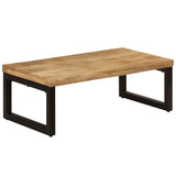 ZNTS Coffee Table 100x50x35 cm Solid Mango Wood and Steel 247337