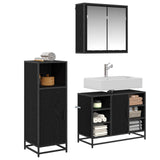 Bathroom Furniture Set 3 pcs Black Oak Engineered Wood 3402419