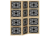 Room Divider 3 Panels Brown and Black Solid Wood Paulownia 358797