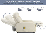 PU With 6-Point Massage Heating Function Recliner Cream White 67428533