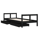 Kids Bed Frame with Drawers Black 80x200 cm Solid Wood Pine 834407