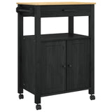 Kitchen Trolley MONZA Black 60 x 40 x 88.5 cm Solid Pine Wood 42027037