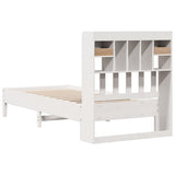 Bookcase Bed White Solid pinewood Single Bookcase Bed 3322931