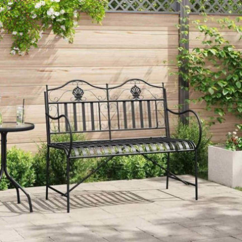 Garden Bench Black 104 x 54 x 93cm Steel 42008119